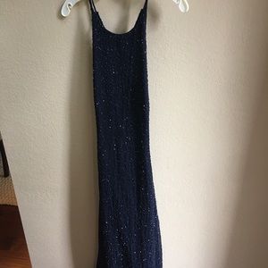 Navy beaded formal dress